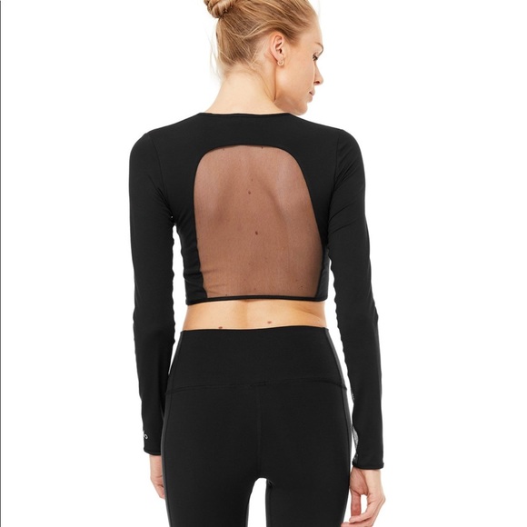 ALO Yoga Tops - Alo Long Sleeve Mesh Crop Top